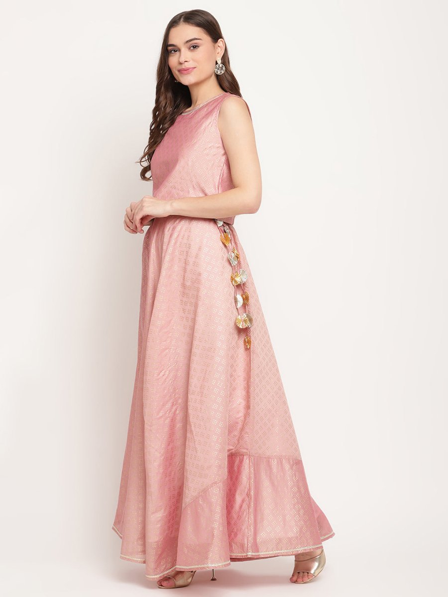Ahalyaa Women Rusty Rose Chanderi Gold Foil Prin Lehenga Choli With Dupatta - Distacart