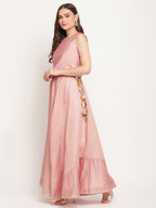 Ahalyaa Women Rusty Rose Chanderi Gold Foil Prin Lehenga Choli With Dupatta - Distacart