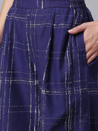 Ahalyaa Navy Blue & Off-White Pure Cotton Checked Top with Palazzo