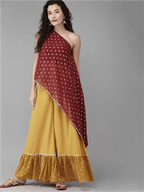 Ahalyaa Women One Shoulder Top with Palazzo Set