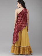 Ahalyaa Women One Shoulder Top with Palazzo Set