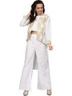 Ahalyaa Off White Straight Cotton Indowestern Set