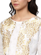 Ahalyaa Off White Straight Cotton Indowestern Set