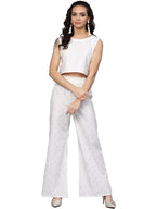 Ahalyaa Off White Straight Cotton Indowestern Set