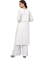 Ahalyaa Off White Straight Cotton Indowestern Set