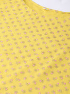 Ahalyaa Yellow & Pink Printed Crop Top with Palazzos & Ethnic Jacket