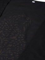 Ahalyaa Women Black & Golden Printed Kurta with Churidar & Dupatta