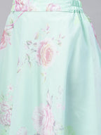Ahalyaa Women Mint Green Oraganza Printed Lehenga Choli