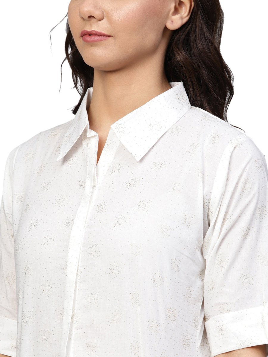 Ahalyaa White Straight Cotton Indowestern Set