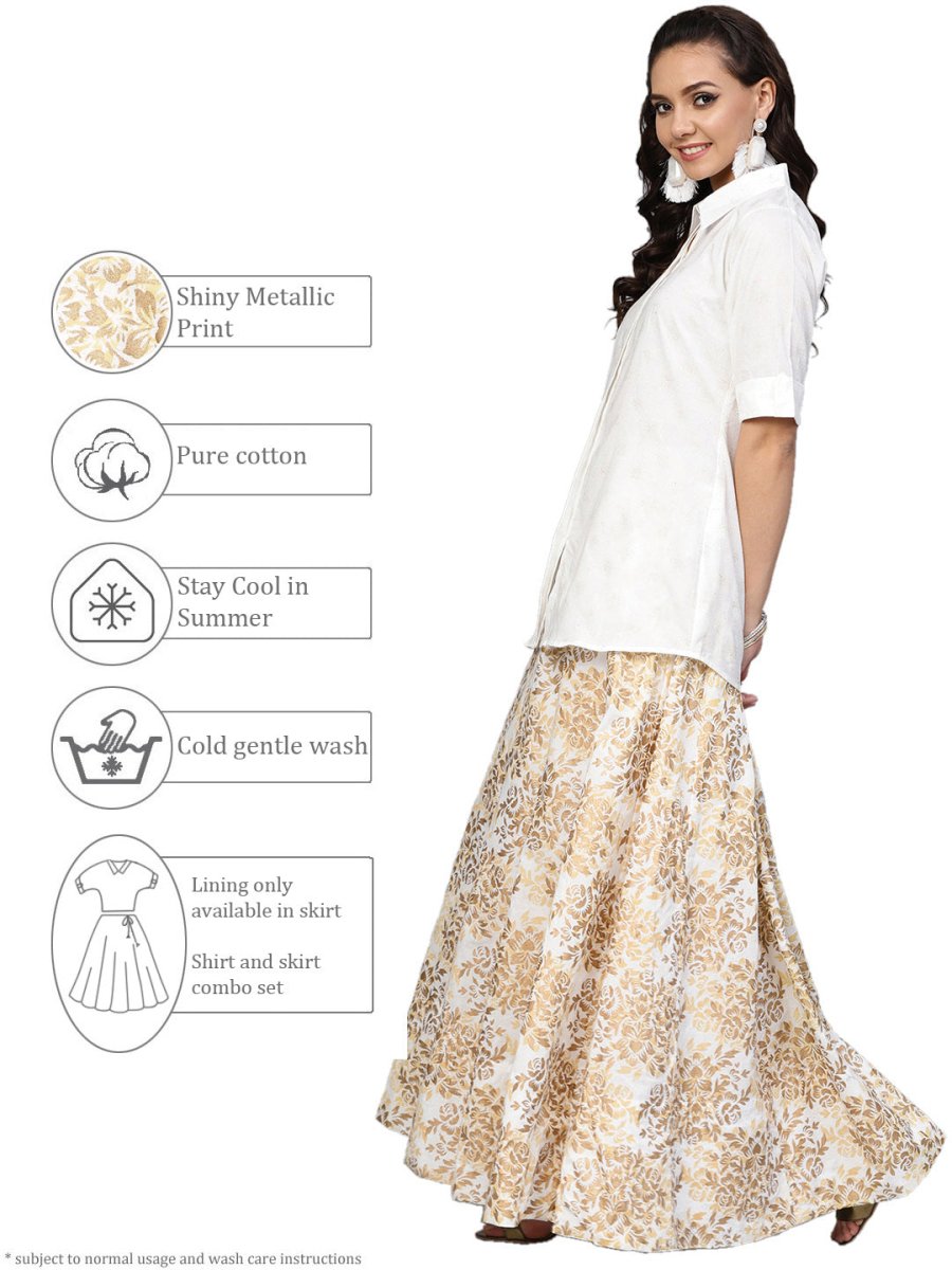 Ahalyaa White Straight Cotton Indowestern Set