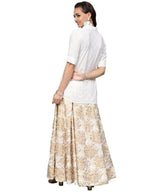 Ahalyaa White Straight Cotton Indowestern Set