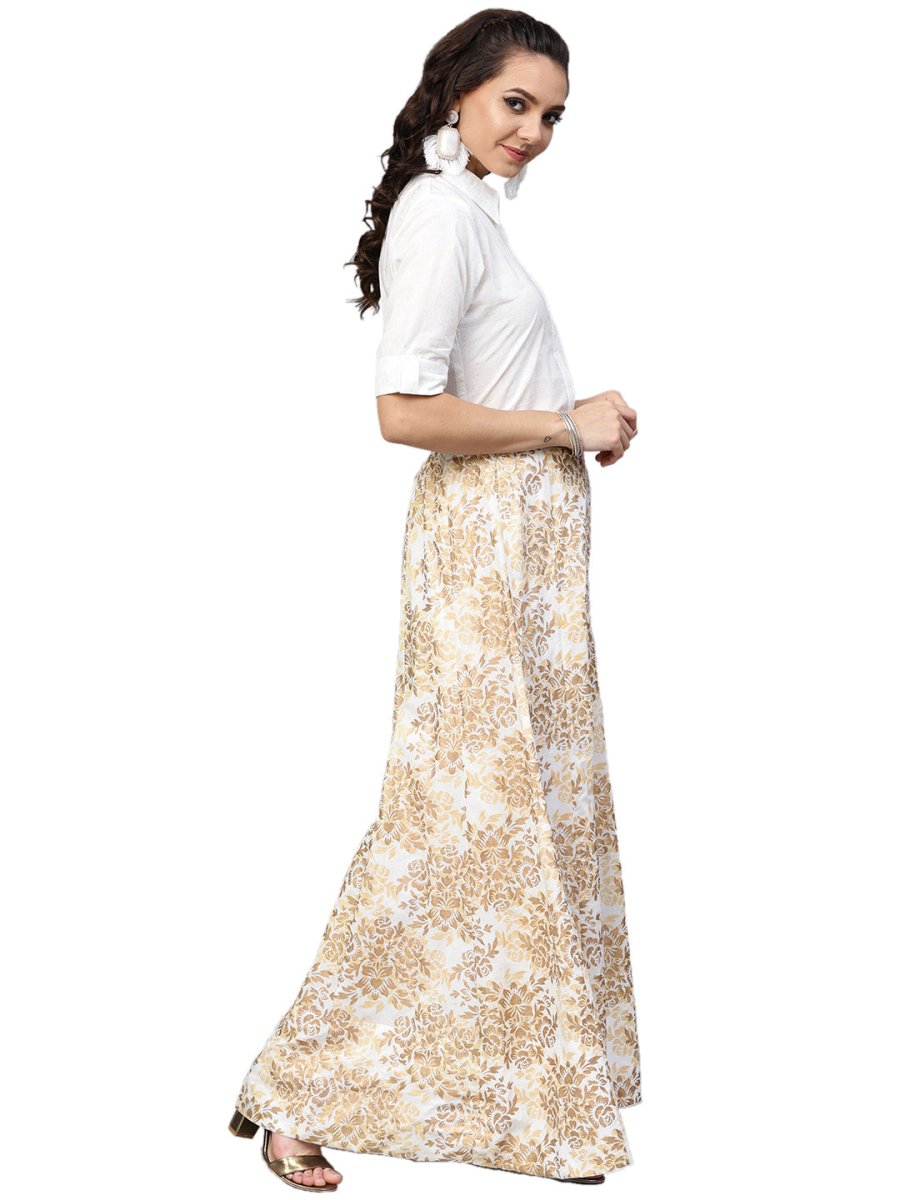 Ahalyaa White Straight Cotton Indowestern Set