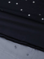 Ahalyaa Women Navy Blue & Silver Foil Print Layered Top with Skirt