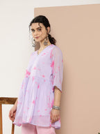 Ahalyaa Lavender & Pink Printed Tunic