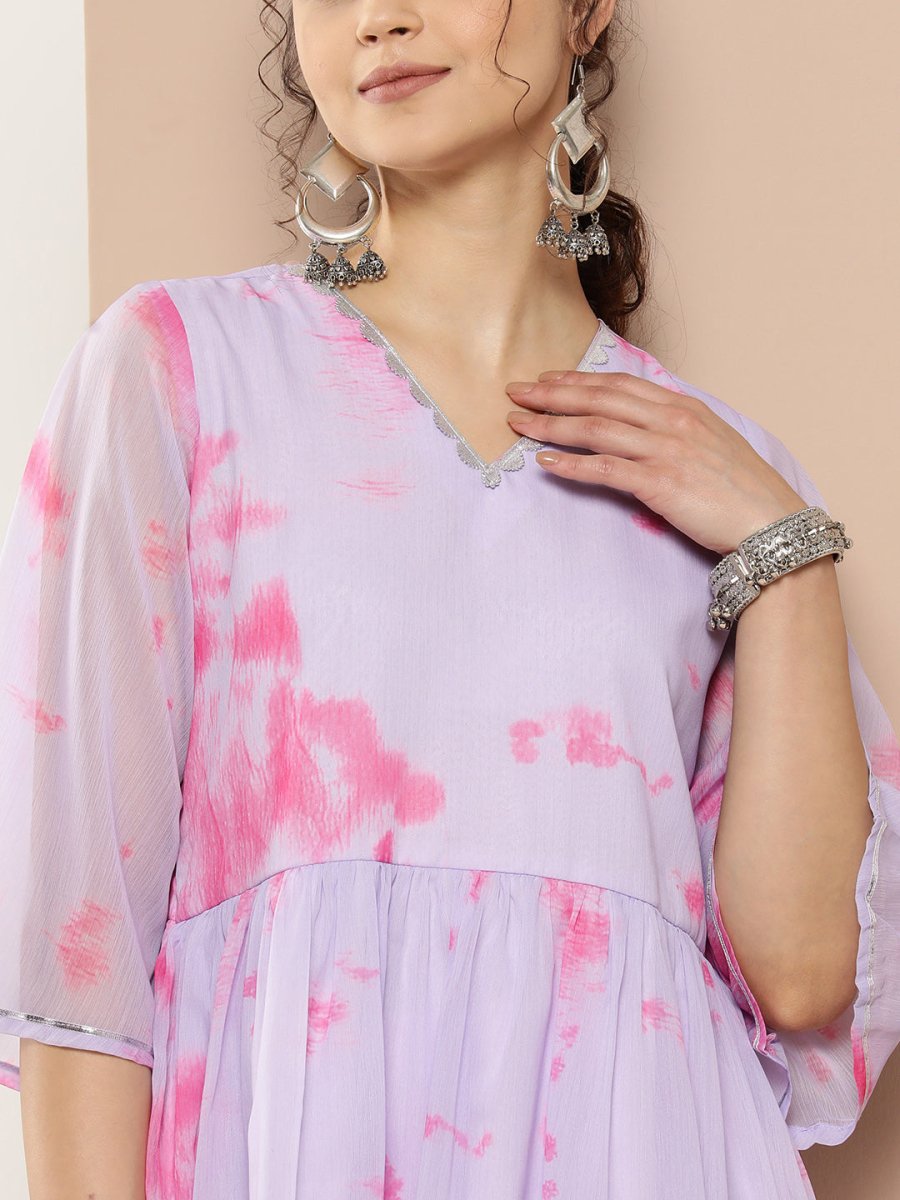 Ahalyaa Lavender & Pink Printed Tunic