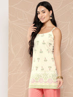 Ahalyaa Shoulder Straps Floral Print Tunic