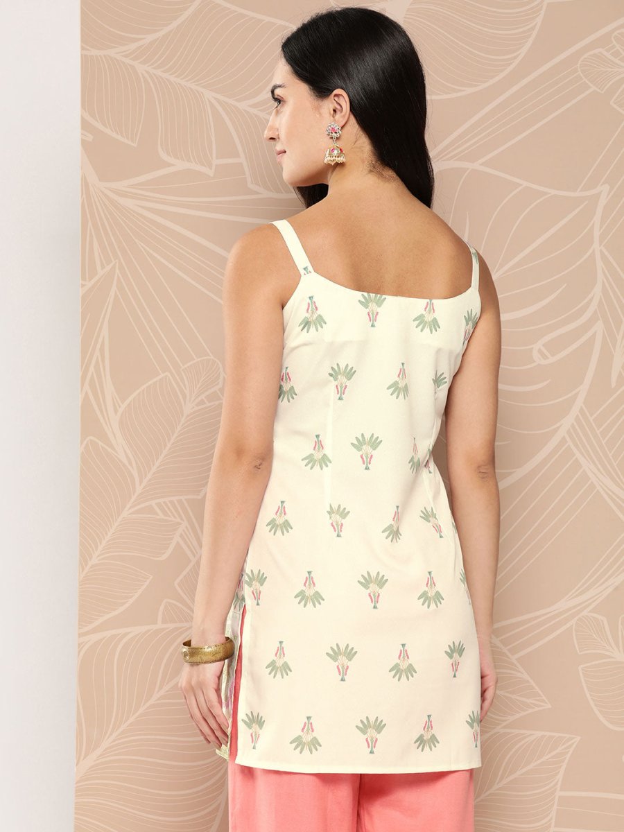 Ahalyaa Shoulder Straps Floral Print Tunic