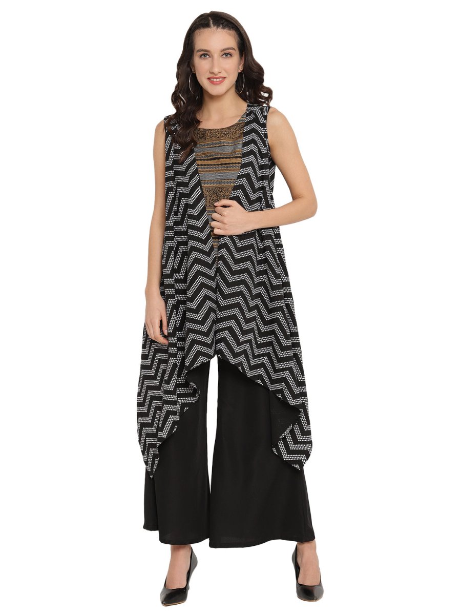 Ahalyaa Black Tunic With Attached Shrug