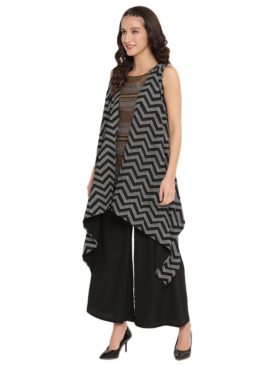 Ahalyaa Black Tunic With Attached Shrug