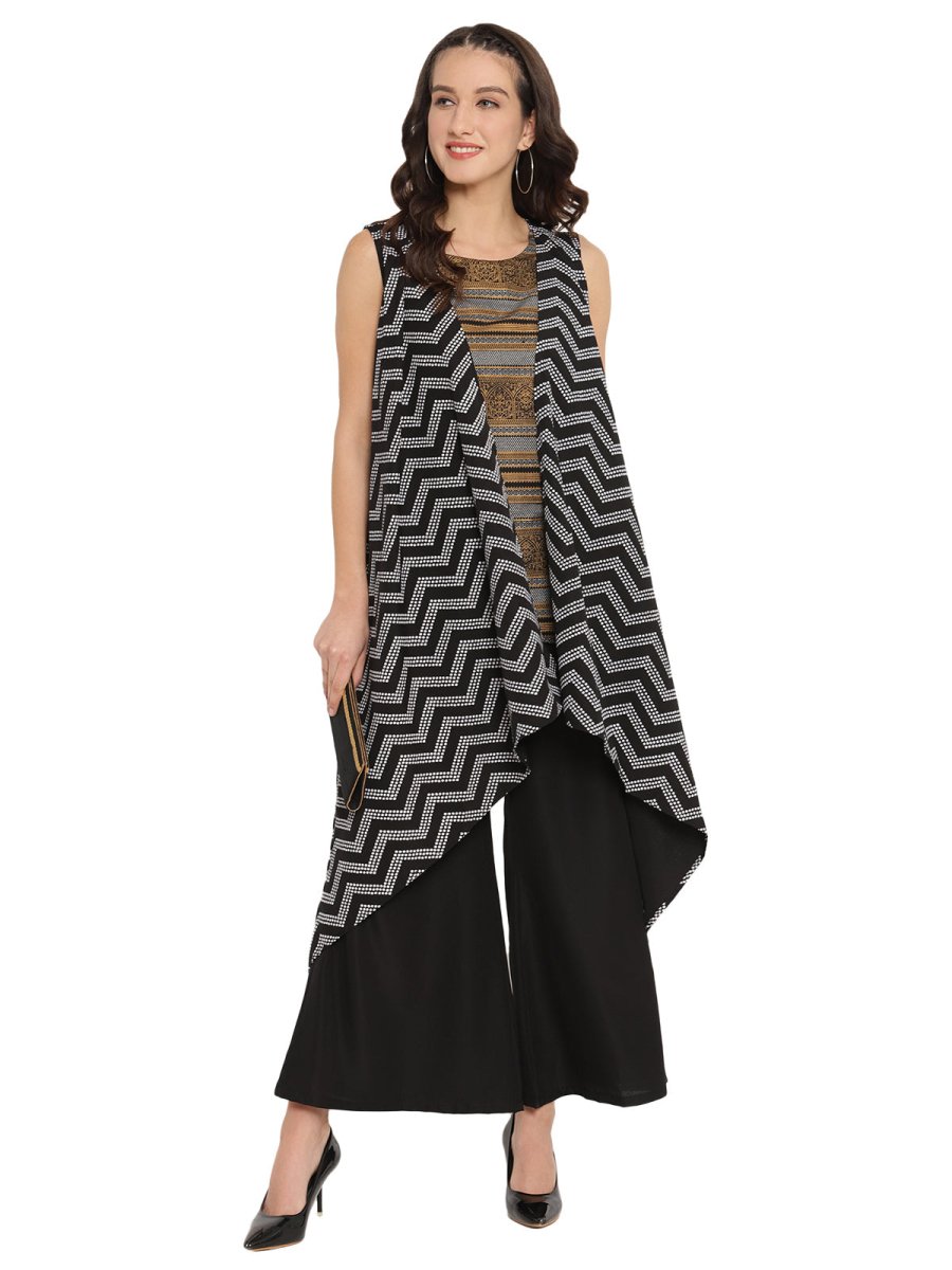 Ahalyaa Black Tunic With Attached Shrug