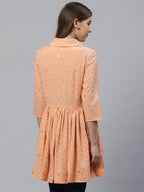 Ahalyaa Women Peach-Coloured & Red Printed Tunic