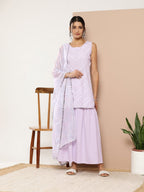 Ahalyaa Women Ethnic Motifs Printed Kurti With Sharara & With Dupatta