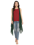 Ahalyaa Maroon Tunic With Attached Shrug