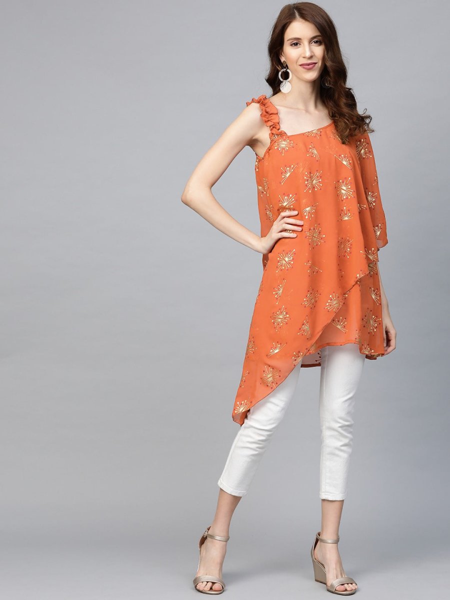 Ahalyaa Women One Shoulder Printed Tunic