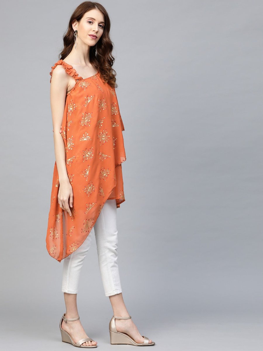 Ahalyaa Women One Shoulder Printed Tunic