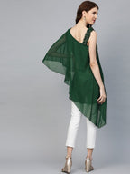 Ahalyaa Women One Shoulder Green Printed Beautiful Tunic