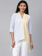 Ahalyaa Colour Blocked Printed Checks Tunic