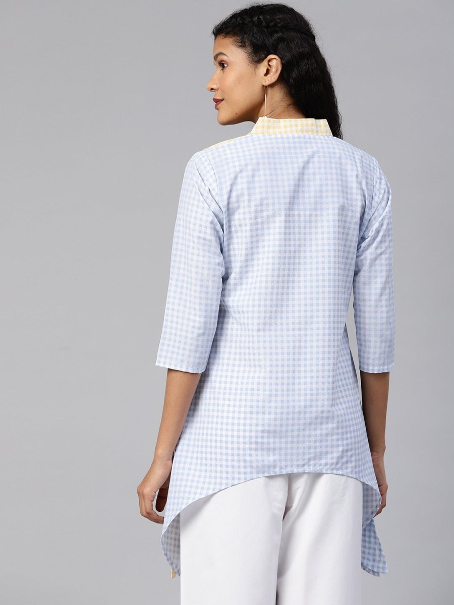Ahalyaa Colour Blocked Printed Checks Tunic
