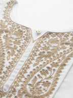 Ahalyaa White Pashmina Embroidered Tunic