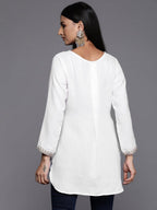 Ahalyaa White Pashmina Embroidered Tunic