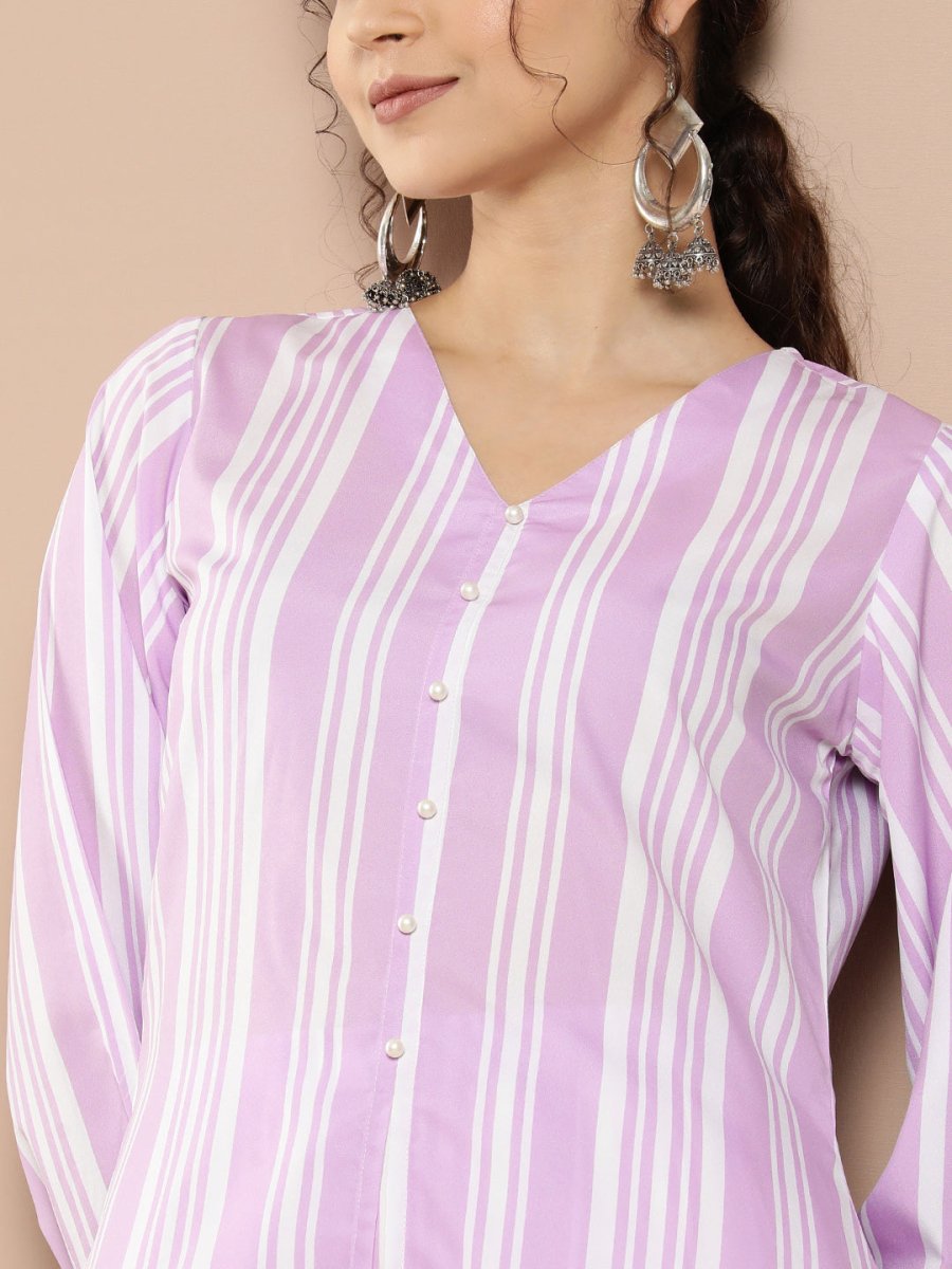 Ahalyaa Women Striped Crepe Co-Ords - Distacart