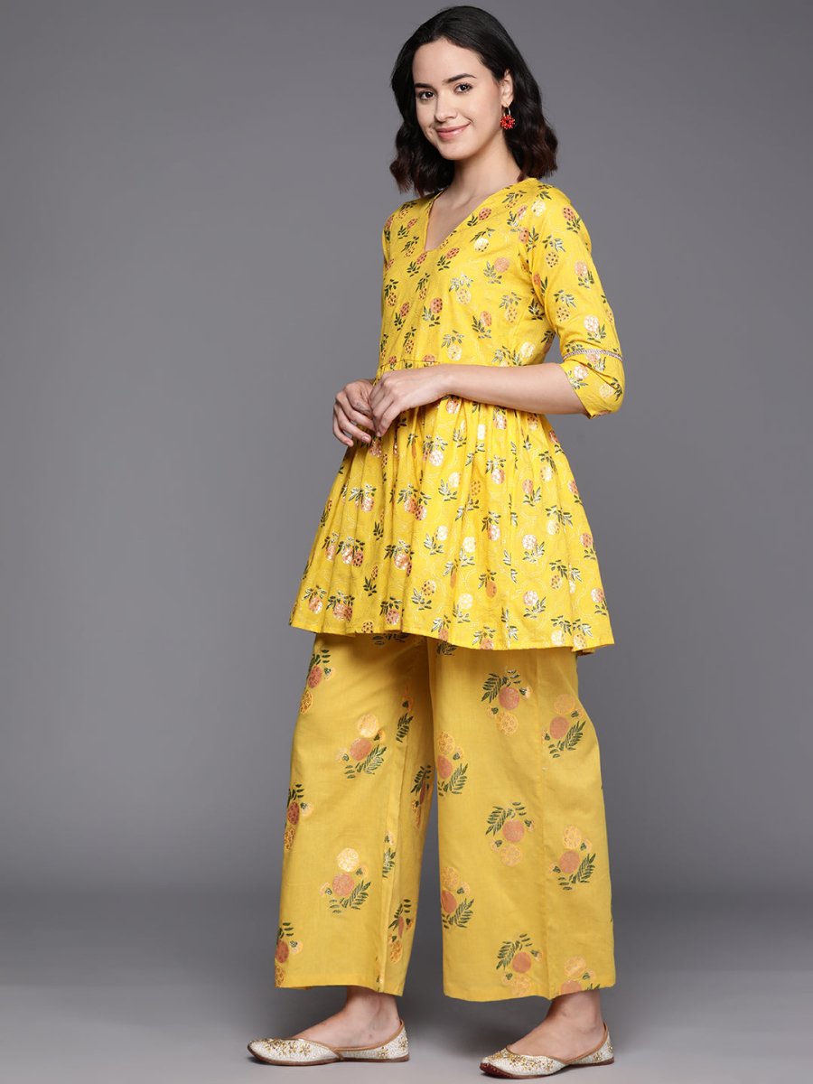 Ahalyaa Printed Pure Cotton Tunic With Palazzos