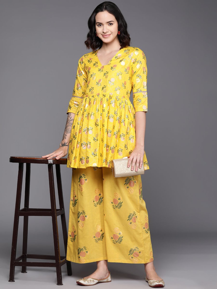 Ahalyaa Printed Pure Cotton Tunic With Palazzos