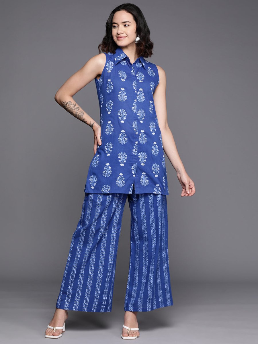 Ahalyaa Printed Pure Cotton Tunic With Palazzos - Distacart
