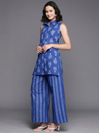 Ahalyaa Printed Pure Cotton Tunic With Palazzos - Distacart