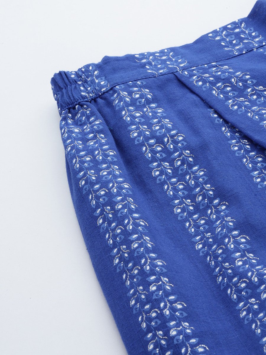 Ahalyaa Printed Pure Cotton Tunic With Palazzos - Distacart