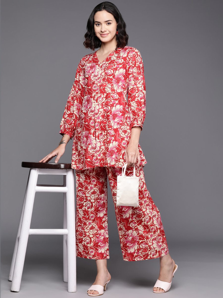 Ahalyaa Printed Pure Cotton Tunic With Palazzos