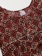 Ahalyaa Maroon & Beige Ethnic Printed Asymmetric Tunic