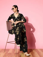 Ahalyaa Women Floral Printed Empire Gotta Patti Kurta with Sharara