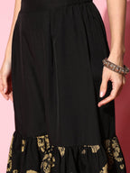 Ahalyaa Women Floral Printed Empire Gotta Patti Kurta with Sharara