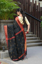 Beatitude Black Cotton Banarasi Saree