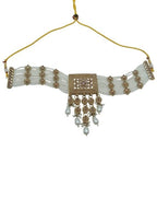 Jewel City Traditional Ethnic Antique Gold-Plated Pearl Bridal Choker Set with Earrings, Maang Tikka