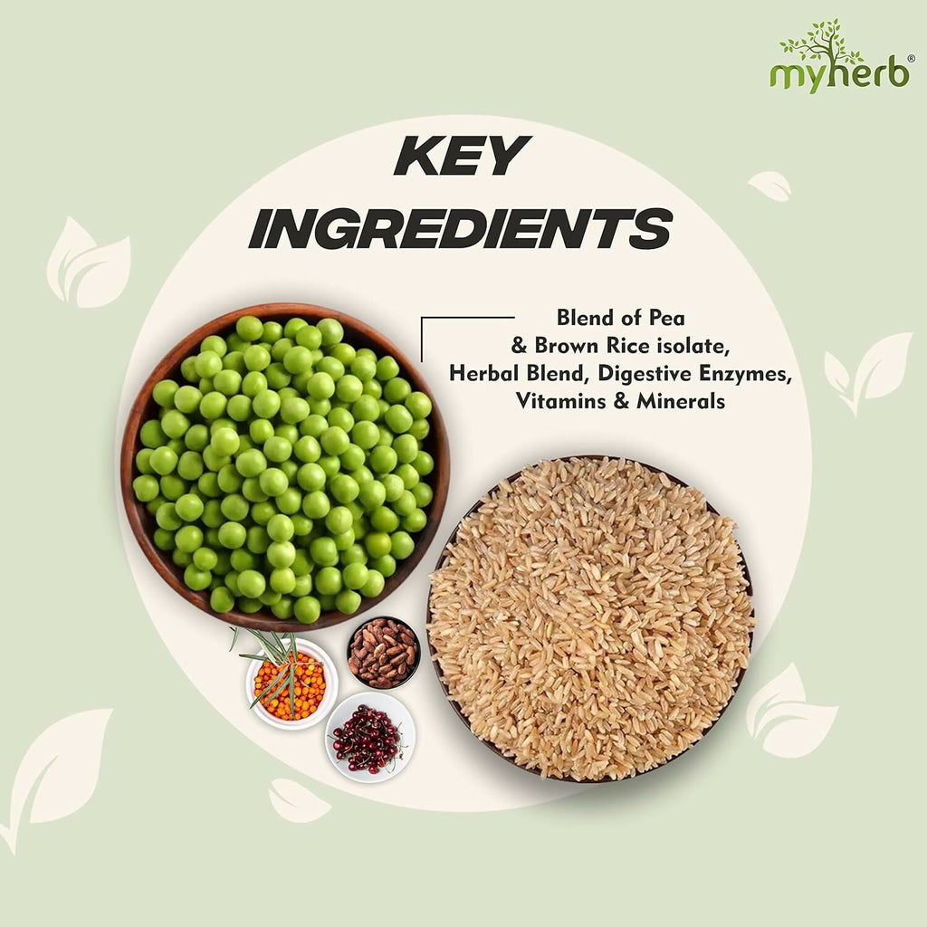 Myherb Plant Protein Powder, Pea And Brown Rice Protein Powder - Chocolate Flavour - Distacart