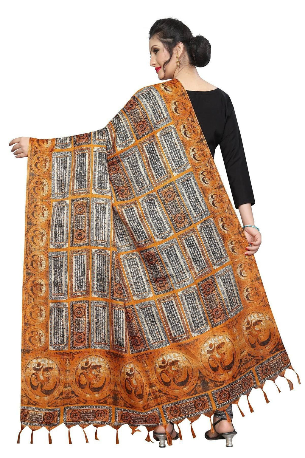 Vamika Mustard Printed Khadi Bhagalpuri Dupatta