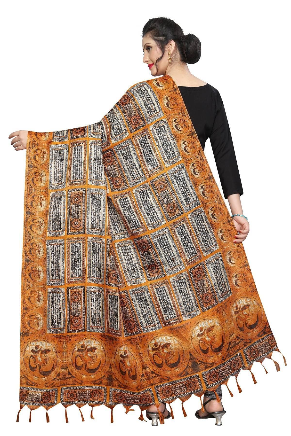 Vamika Mustard Printed Khadi Bhagalpuri Dupatta