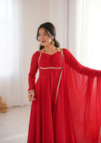 Lehenga Mart Designer Anarkali Suit With Kurta, Dupatta For Women-Red - Distacart